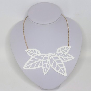 Collier mariage feuilles blanc CO7005