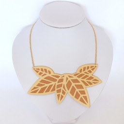 Collier mariage feuilles cuivre doré CO7006