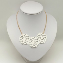 Collier mandala simili cuir blanc CO7002