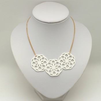 Collier mandala simili cuir blanc CO7002