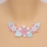 Collier fleurs et feuilles blanc rose argent CO7008
