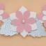 Collier fleurs et feuilles blanc rose argent CO7008