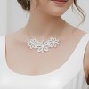 Collier mariage fleurs simili cuir blanc CO7001