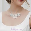 Collier mariage fleurs simili cuir blanc CO7001