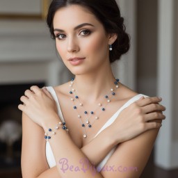 Parure bijoux bleu roi et blanc PA1276A