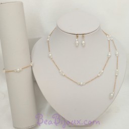 Parure mariage perles blanches et facetté PA5011