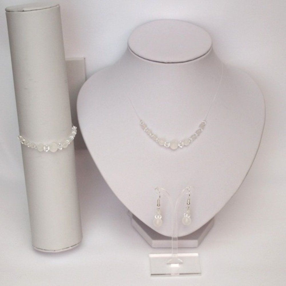 Parure bijoux mariage cristal perles givrées