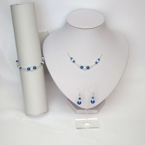 Parure mariage blanc et bleu royal