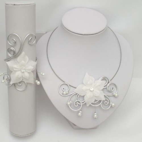 Parure mariage fleur blanc
