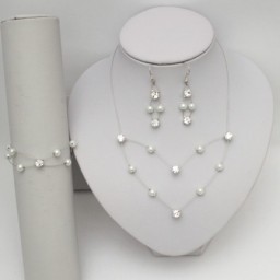 Parure de mariage blanc et strass PA1282A