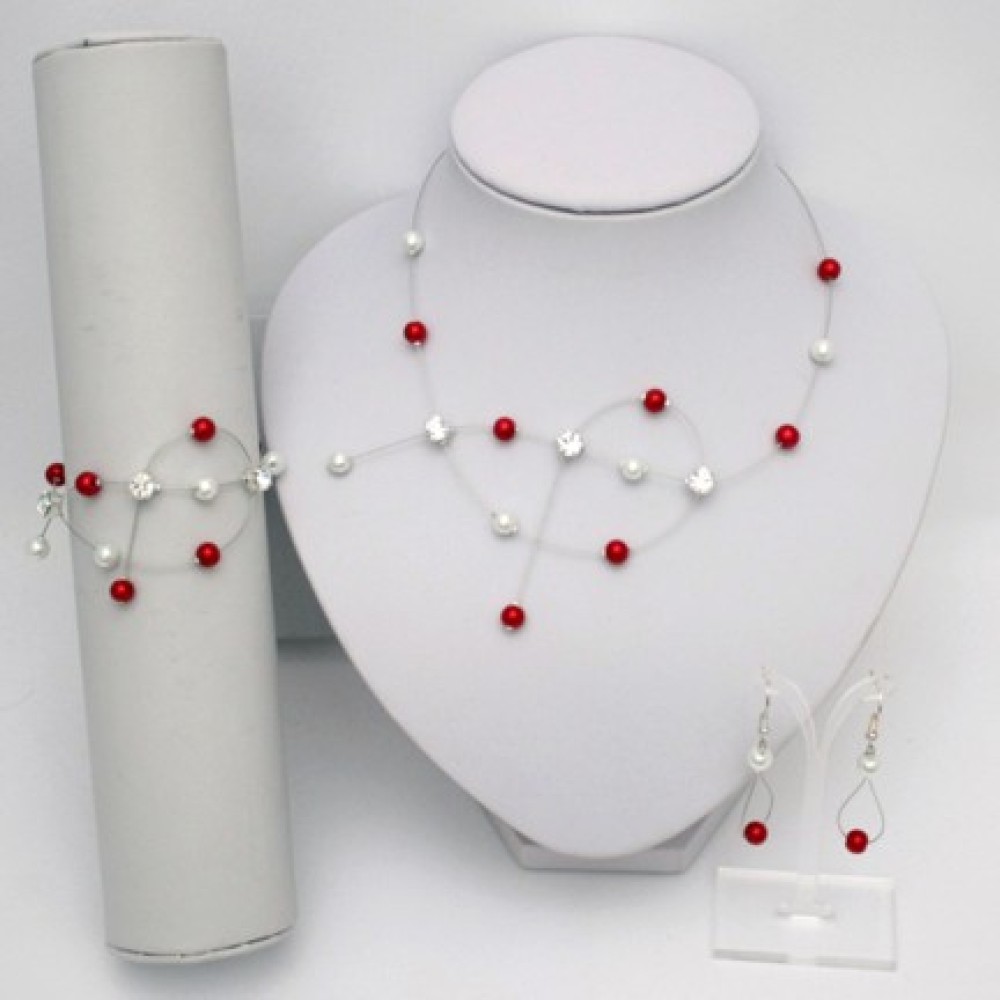 Boucles d'oreilles blanc et rouge