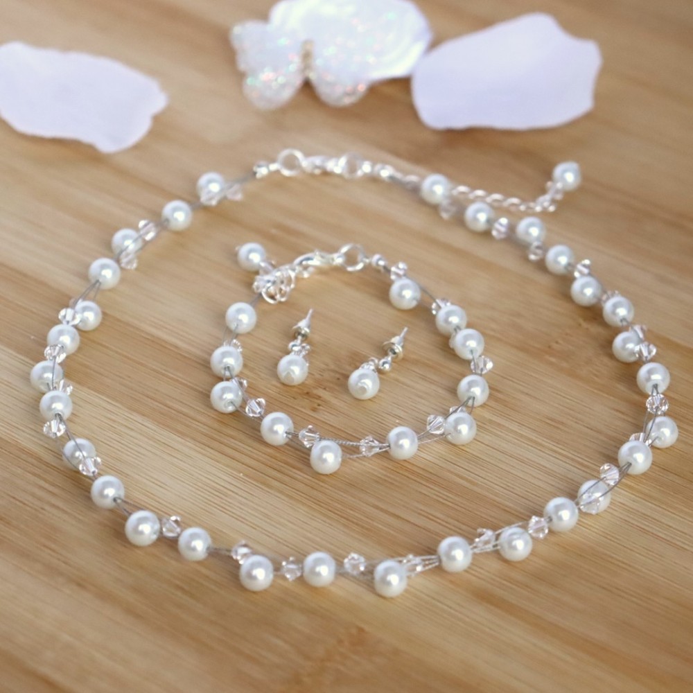 Bracelet mariage blanc et cristal