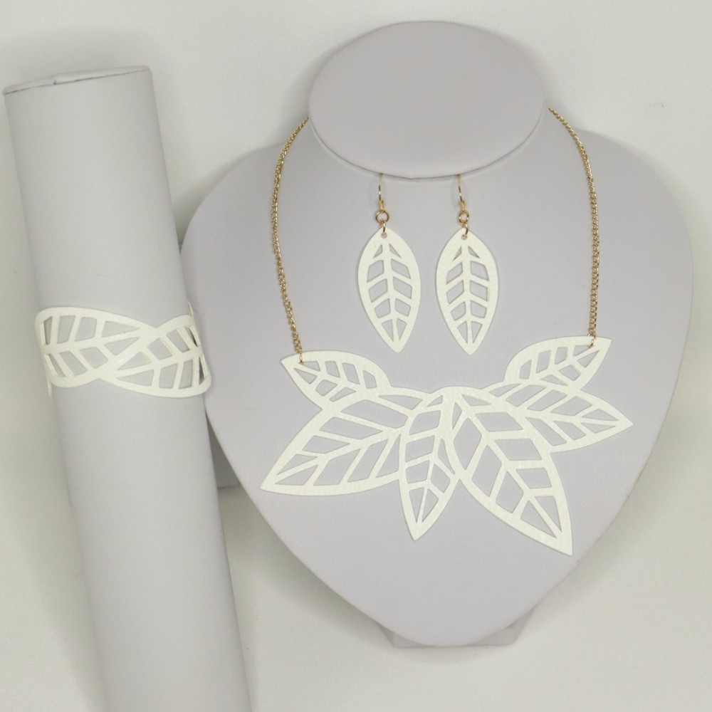 Bracelet mariage blanc feuilles Bracelet mariage blanc feuilles