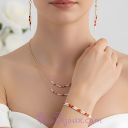 Parure or rouge et blanc PA6014