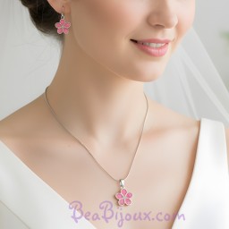 Parure fleur de cerisier rose PA5003