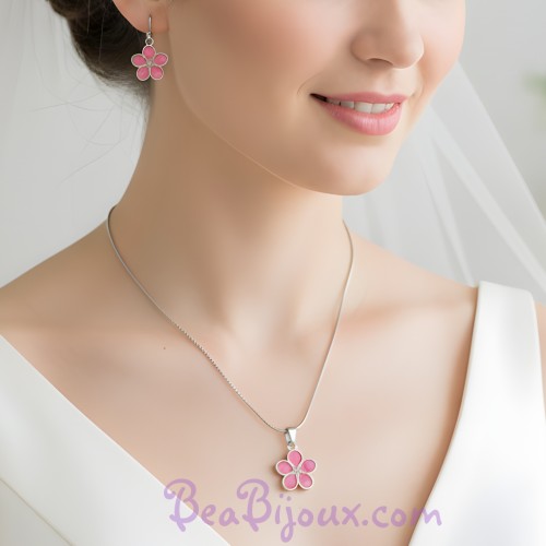 Parure fleur de cerisier rose