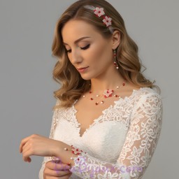 Parure mariage fleur rouge blanc PA1285A
