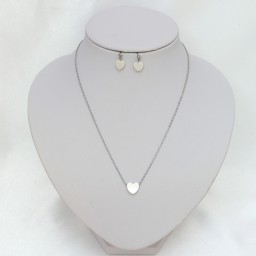Parure cœur en nacre blanc/crème PA5004