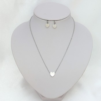 Parure cœur en nacre blanc/crème PA5004