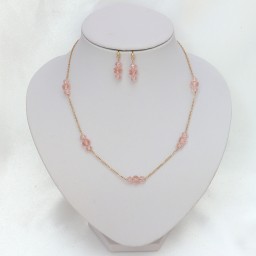 Parure dorée perles cristal rose PA5005