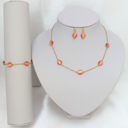 Parure dorée oeil de chat orange PA5002
