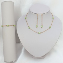 Parure dorée oeil de chat vert péridot PA5001