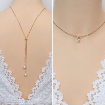 Collier de dos mariage coulissant oxyde de zirconium CD6500