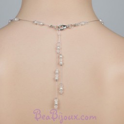 Bijou de dos blanc et cristal BD0012A