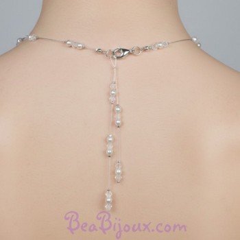 Bijou de dos blanc et cristal BD0012A