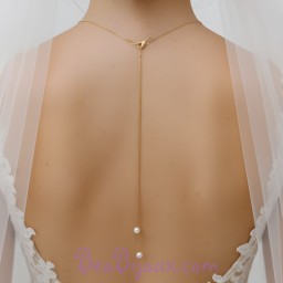 Bijou de dos perles blanches et chaine dorée BD6008