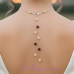 Bijou pendentif de dos ivoire et bordeaux BD0004A