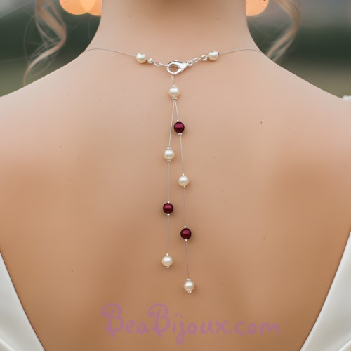 Bijou pendentif de dos ivoire et bordeaux
