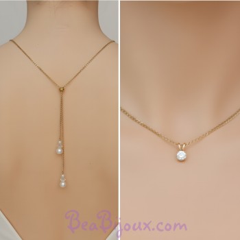 Collier de dos mariage coulissant oxyde de zirconium CD6500