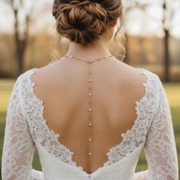 Bijou de dos perles blanches et dorées