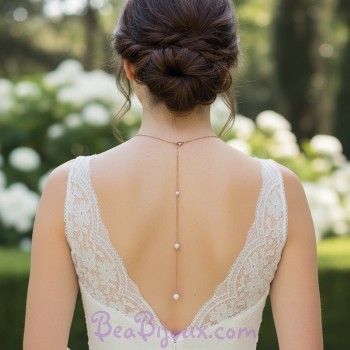 Bijou de dos doré perles nacrées et dorées BD5009