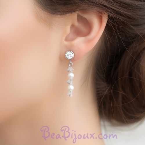 Boucles d'oreilles blanc cristal strass