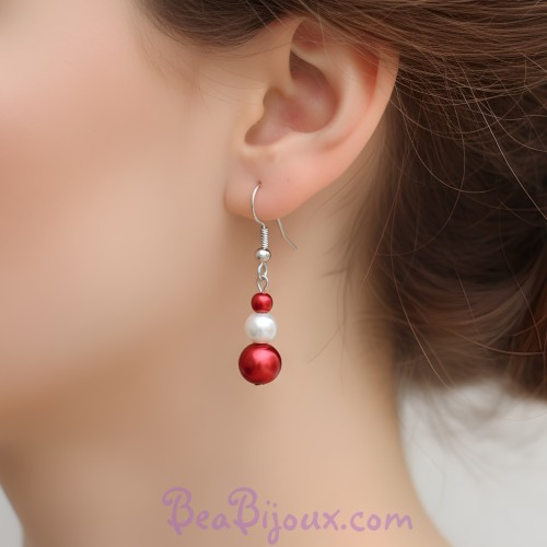 Boucles d'oreilles blanc et rouge