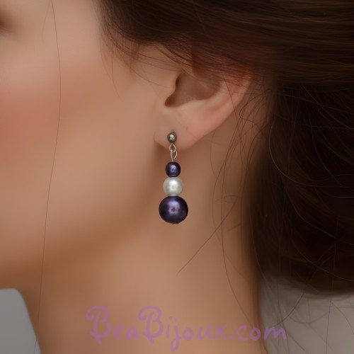 Boucles d'oreilles blanc violet