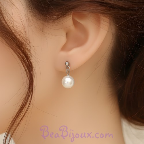 Boucles d oreilles mariage blanc