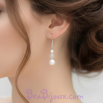 Boucles d'oreilles blanches et cristal BO4288A