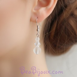 Boucles d'oreilles cristal et verre givré BO4290A