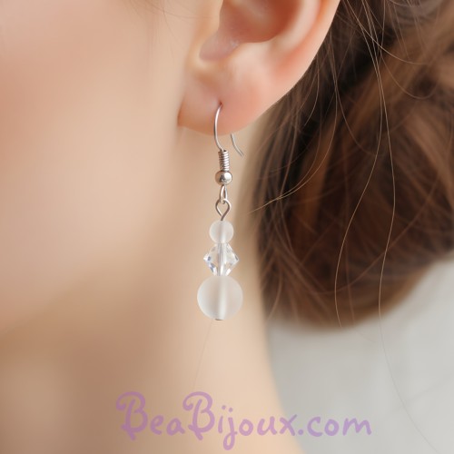 Boucles d'oreilles cristal et verre givré