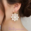 Boucles d'oreilles fleurs blanc simili cuir BO7001