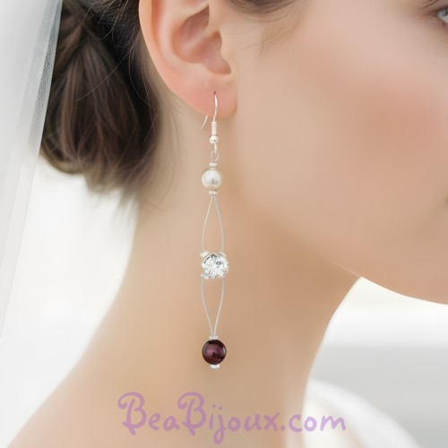 Boucles d oreilles ivoire chocolat strass