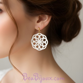 Boucles d'oreilles mandala blanc BO7002