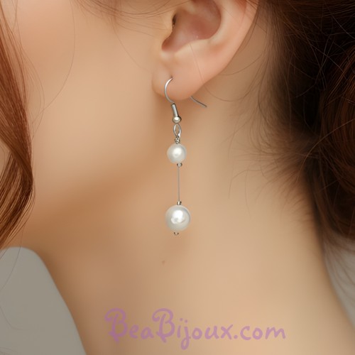 Boucles d'oreilles mariage blanc