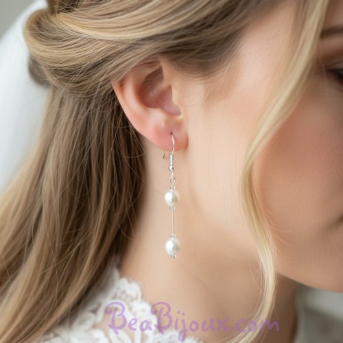 Boucles d'oreilles mariage blanches