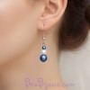 Boucles d'oreilles mariage blanc bleu royal BO4289A