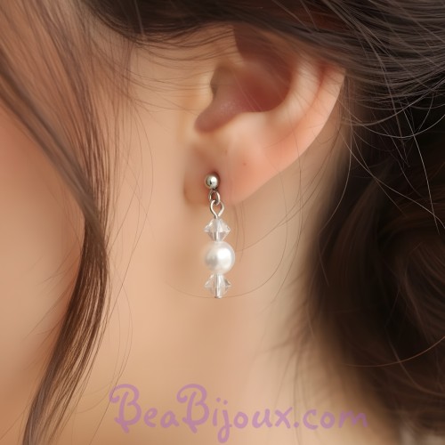 Boucles d'oreilles mariage blanc cristal