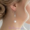 Boucles d oreilles mariage blanc cassé et cristal BO1215B